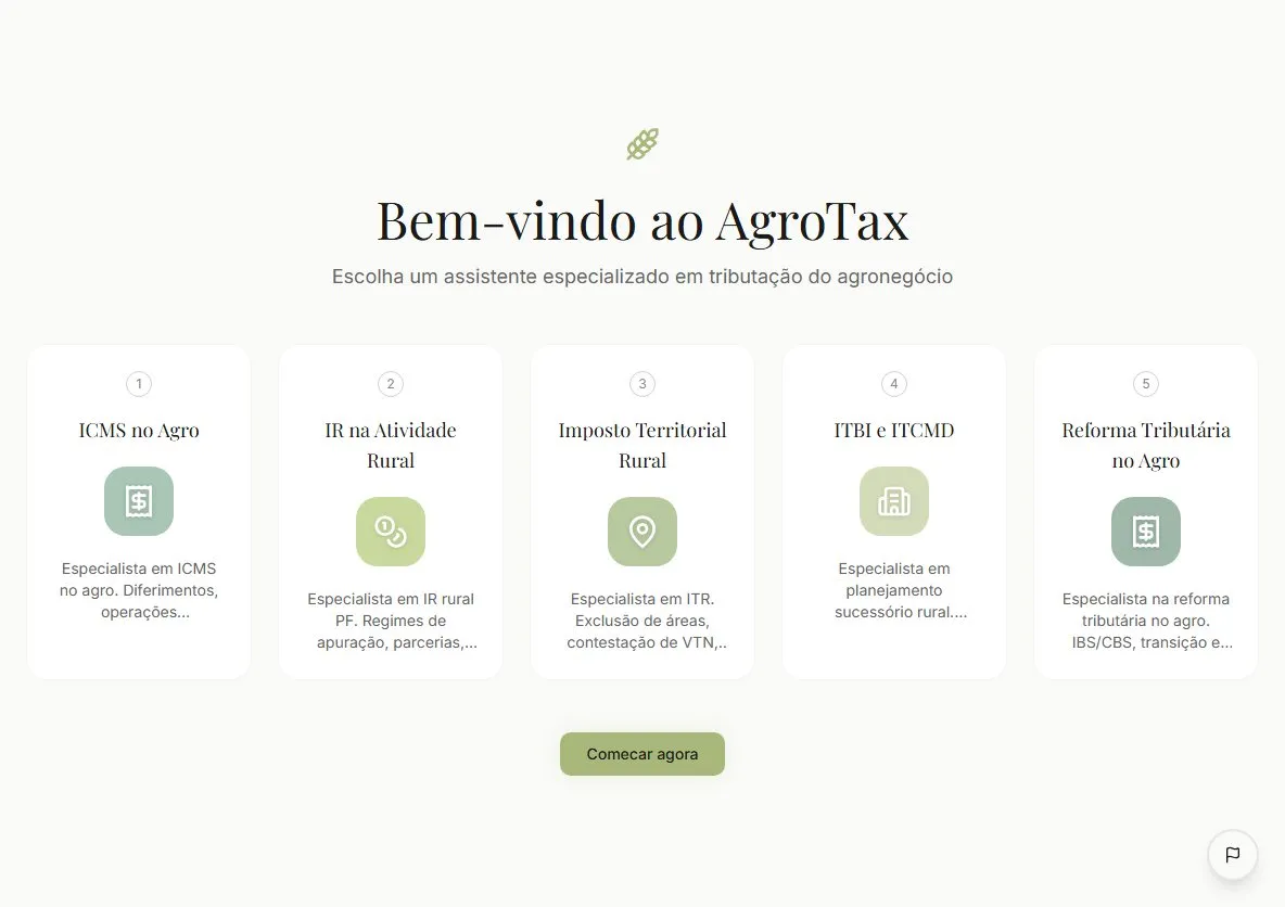 AgroTax: a galeria de assistentes: cada um especialista num tributo