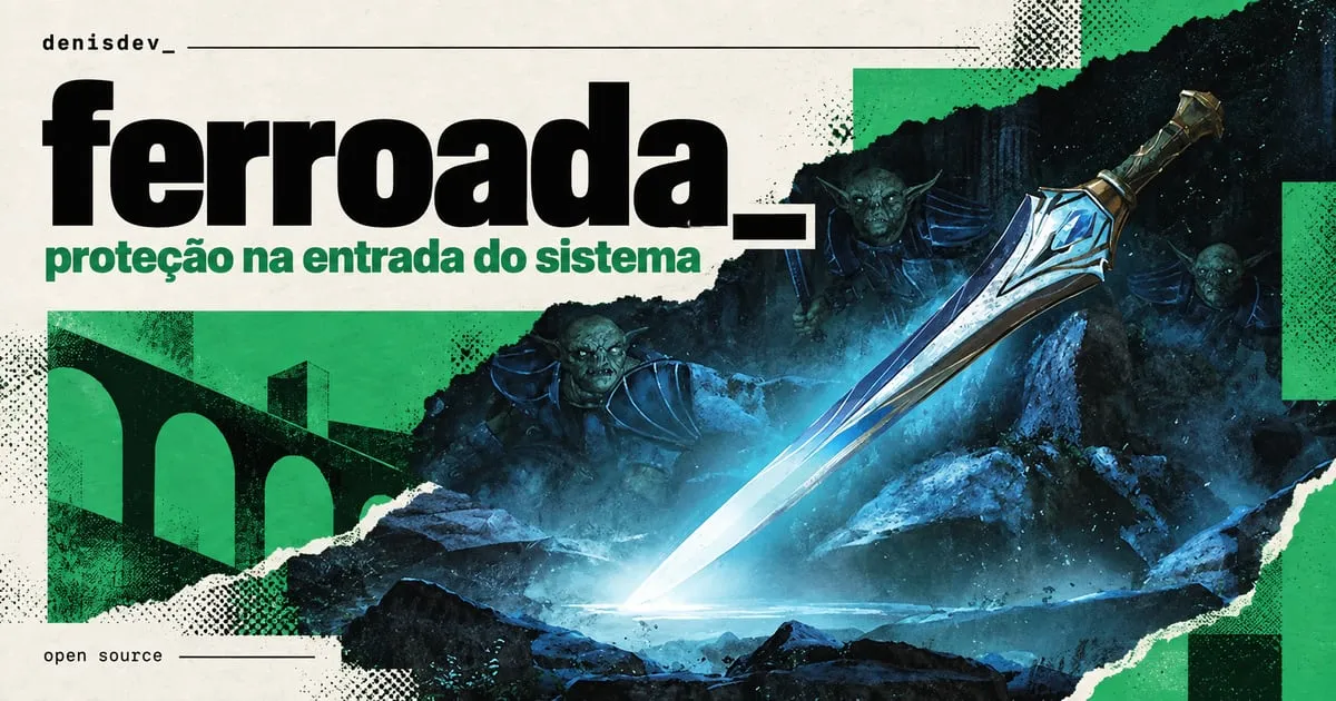 Capa de ferroada: proteção na entrada do sistema, com a adaga Ferroada brilhando em azul.