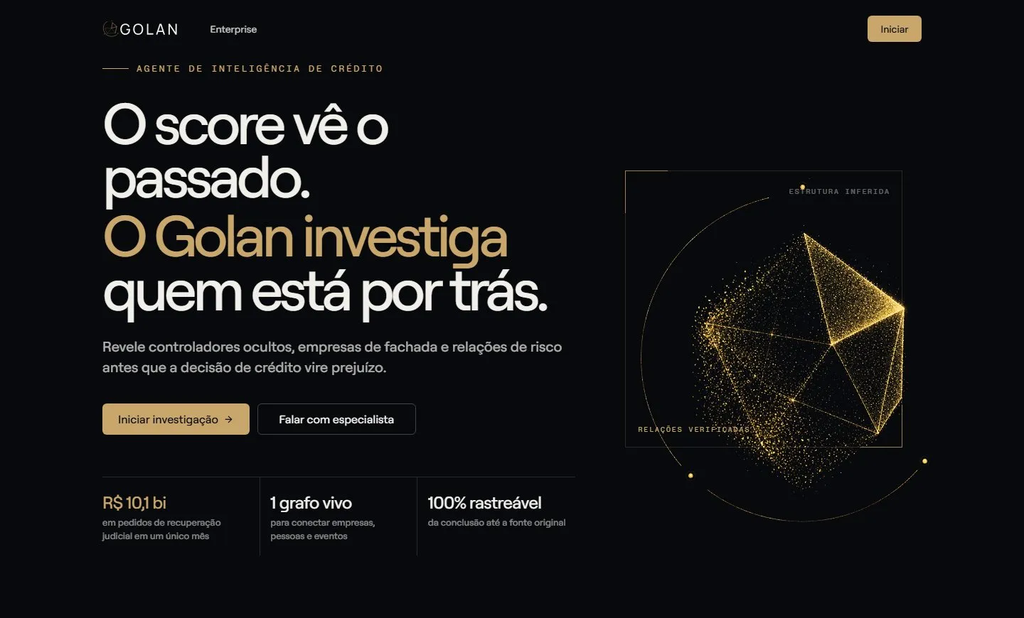 Golan: a landing pública do produto