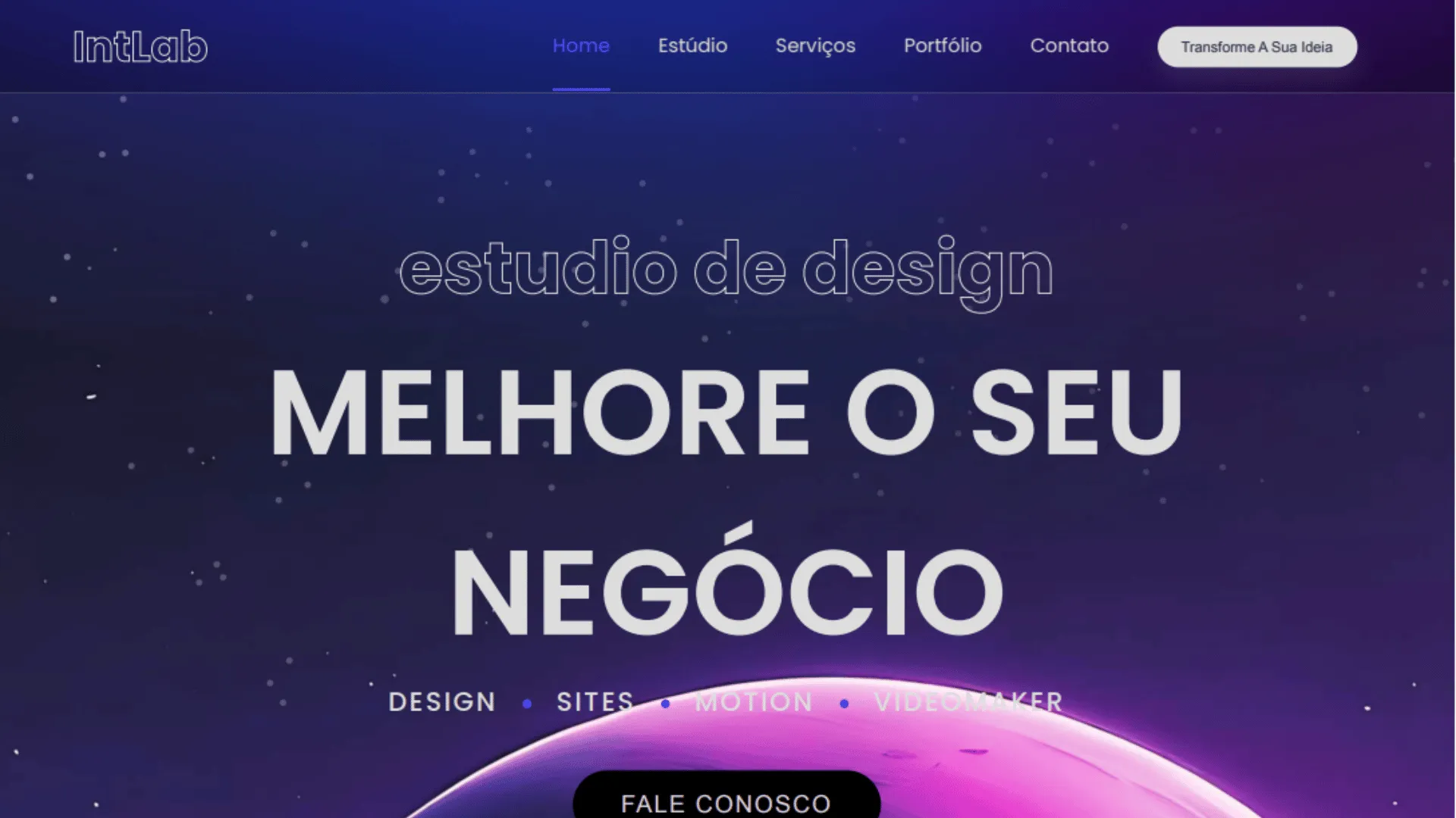 Captura de tela do site IntLab — website de estúdio de design