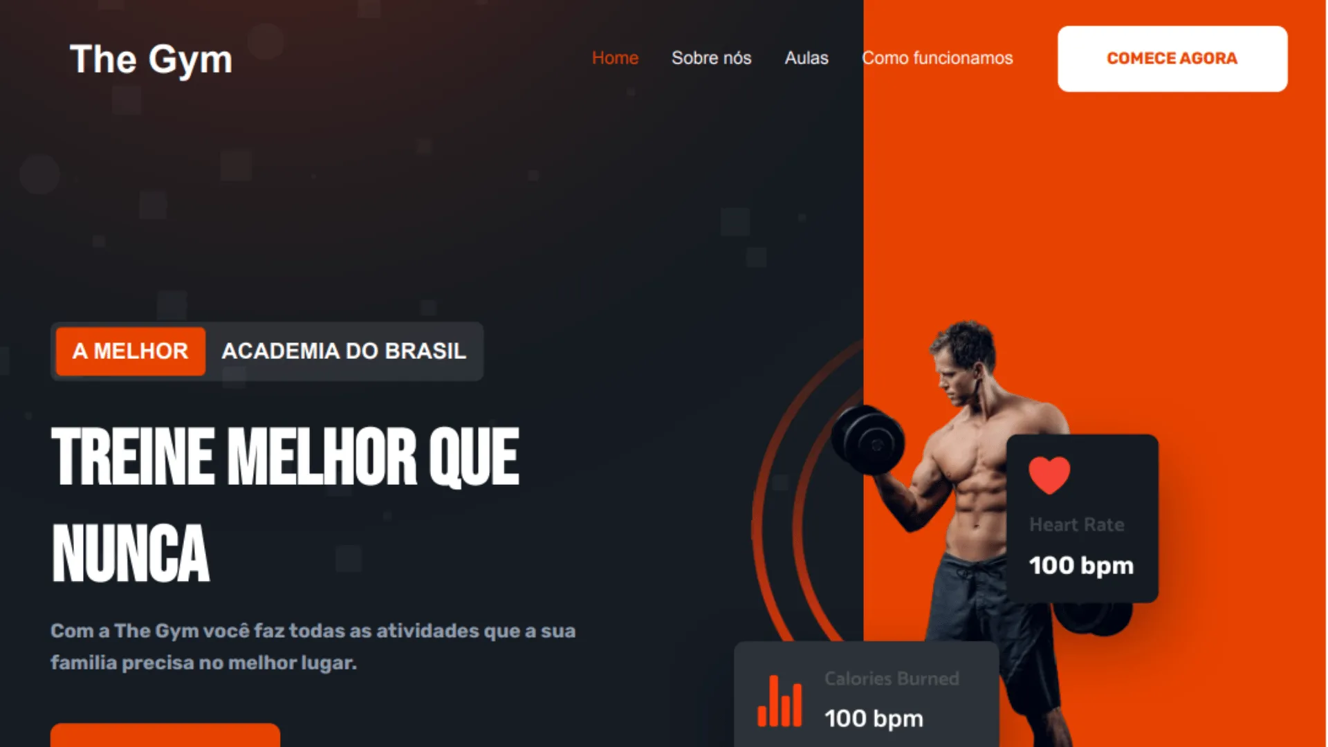 Captura de tela do site The Gym — website de rede de academias